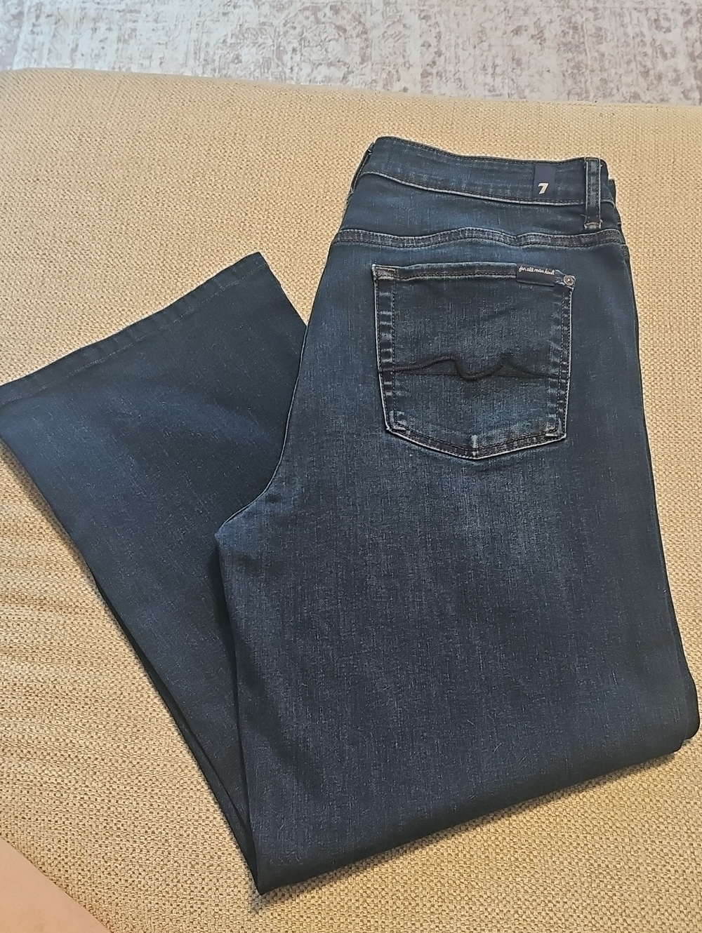7 For All Mankind Women's Dark Blue Wide Leg Jeans Alexa - Alexandria
